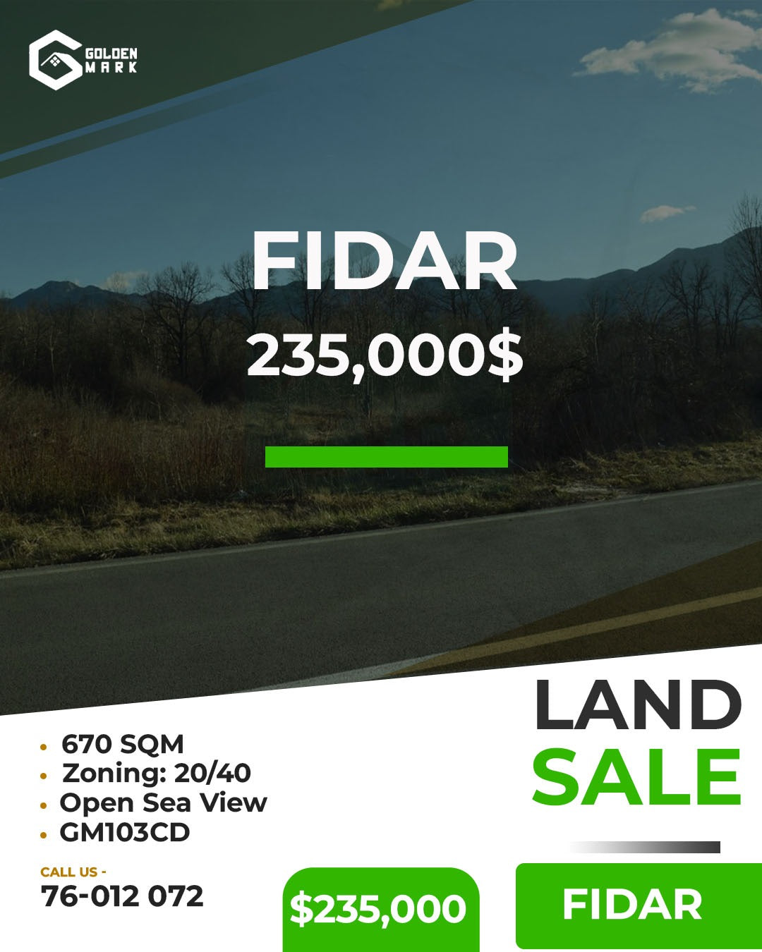 Land for sale in Fidar - أرض للبيع في فيدار GM103CD