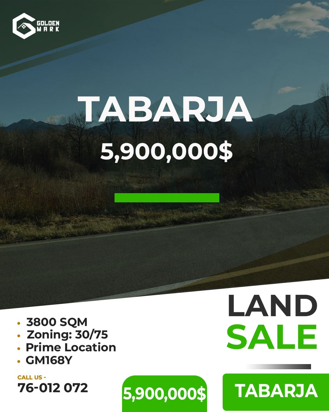 Land for sale in Tabarja - أرض للبيع في طبرجا GM168Y