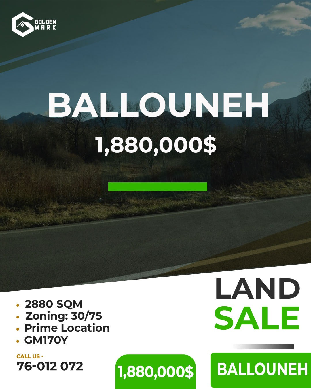 Land for sale in Ballouneh - أرض للبيع في بلونة GM170Y