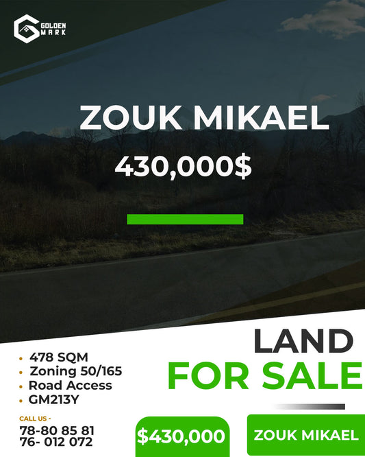 Land For Sale In Zouk Mikael - أرض للبيع في ذوق مكايل - GM213Y