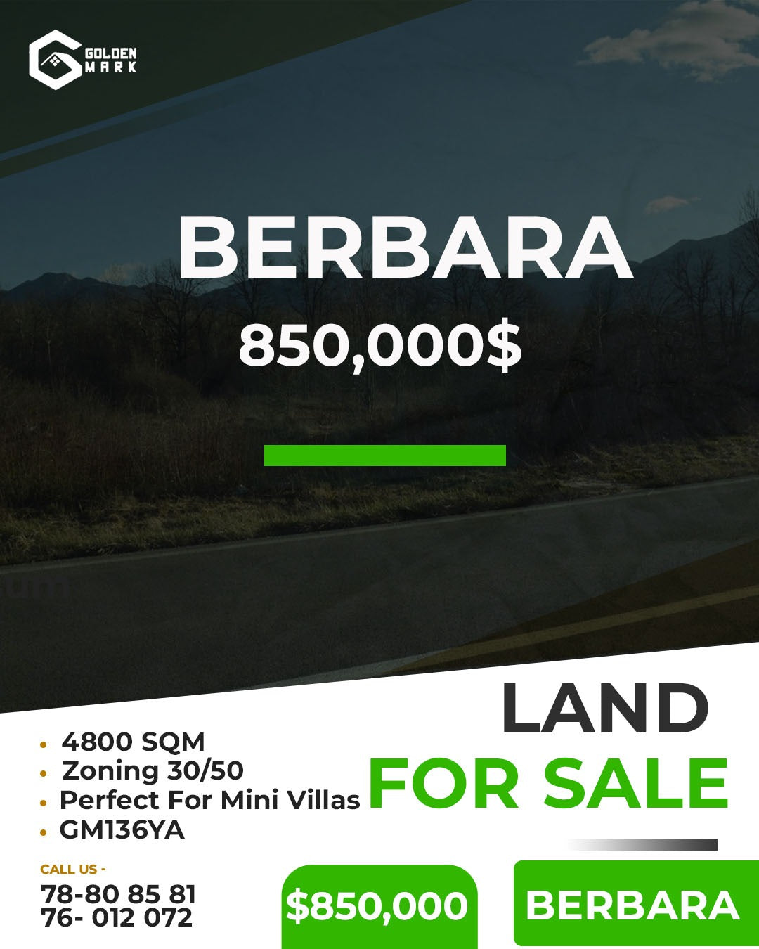 GMB136YA - Land For Sale In Berbara - أرض للبيع في البربارة